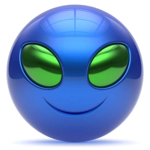 笑脸外星人脸卡通可爱的头表情怪兽蓝色图片下载