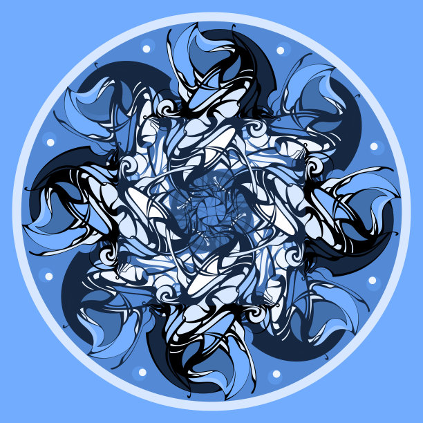 曼荼罗。装饰圆形蓝色花边图案图片下载