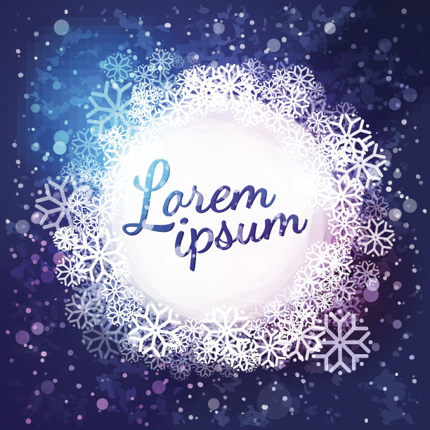 蓝色圆圈标签在冬季天空为您的文本图片下载