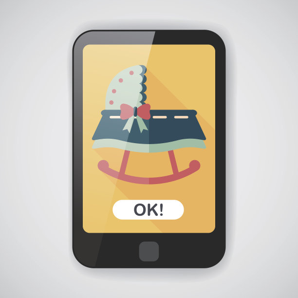 婴儿摇篮床与长影子的图标，eps10图片下载