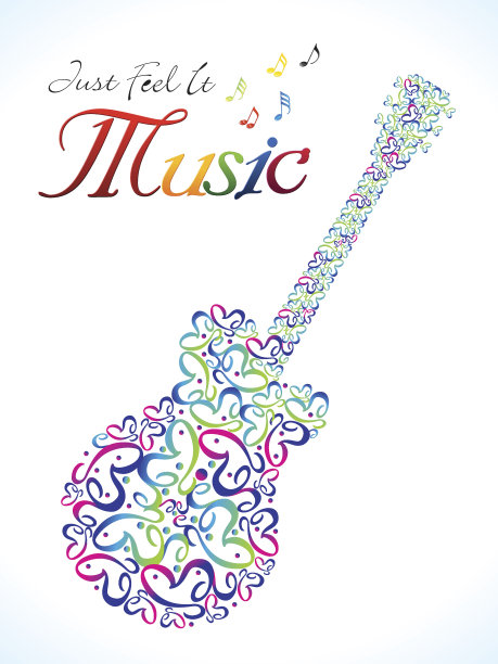 抽象艺术色彩丰富的音乐吉他图片下载