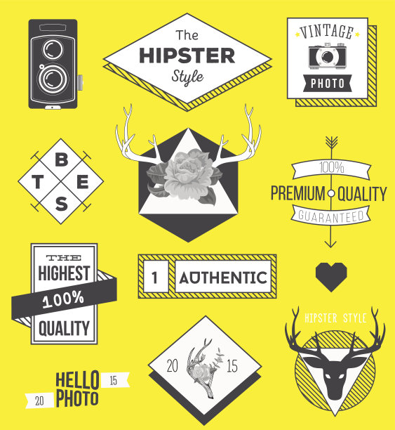 收集潮人标签，箭头，丝带，符号和设计图片下载