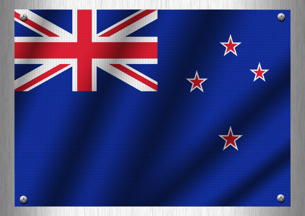 新西兰国旗图案在钢板上。图片下载