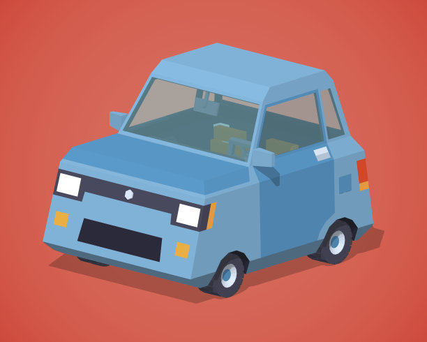 蓝色的紧凑型轿车图片下载