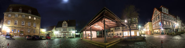 德国历史名城布丁根在傍晚高分辨率图片下载