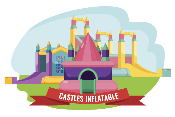充气城堡被隔离在白色之上，供夏季休息素材图片
