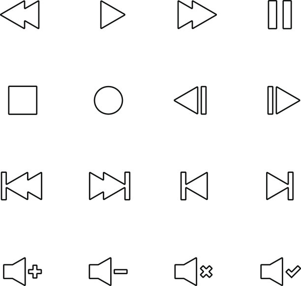 金色媒体播放器音频视频图标圆形按钮图片下载