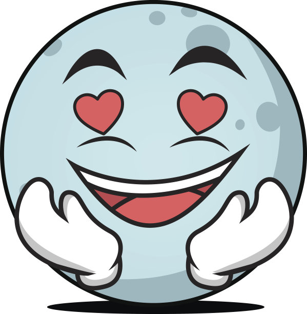 在爱月亮字符收集矢量插图图片下载