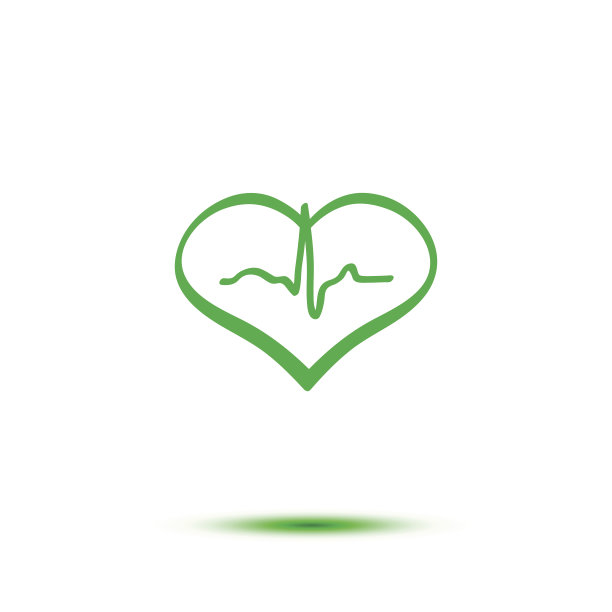 绿色心脏和心电图图片下载