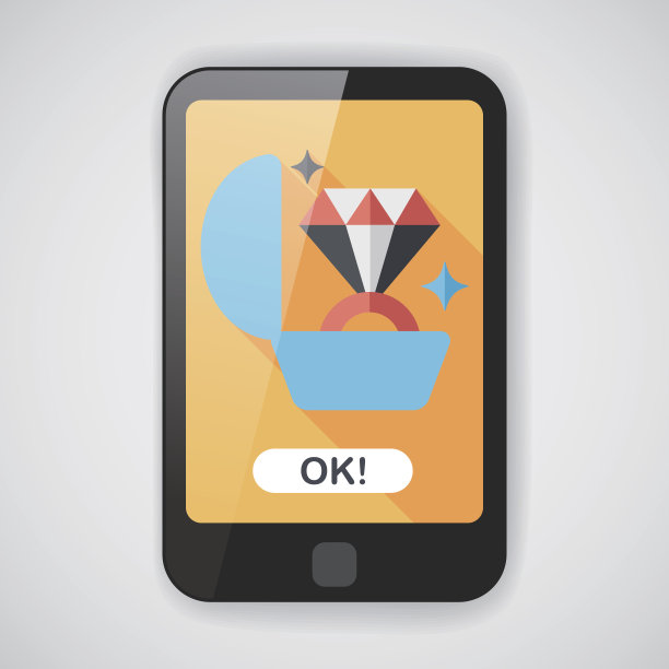 建议钻石戒指与长影子的平面图标，eps10图片下载