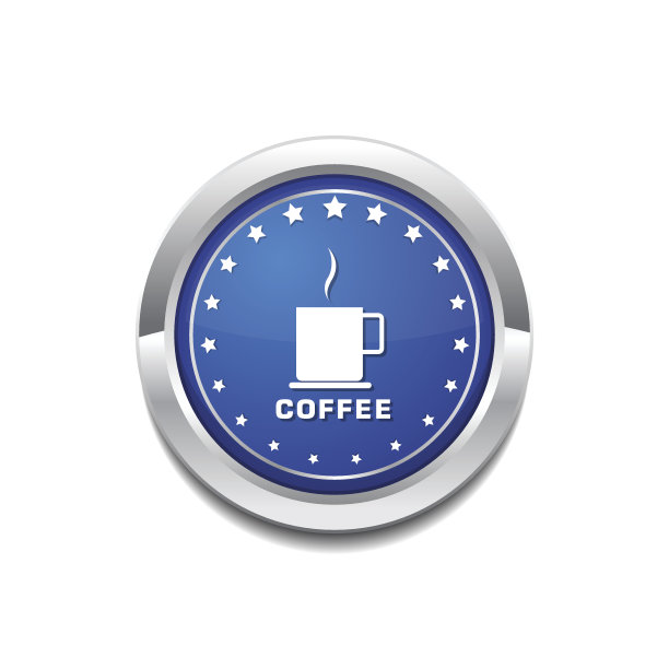 咖啡标志蓝色矢量图标按钮图片下载