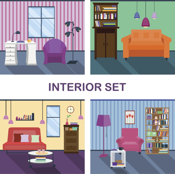 客厅的四个内饰图片下载