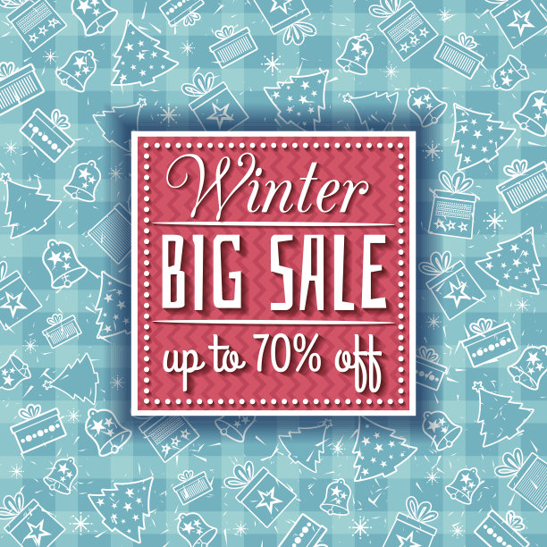 蓝色圣诞背景与促销优惠图片下载