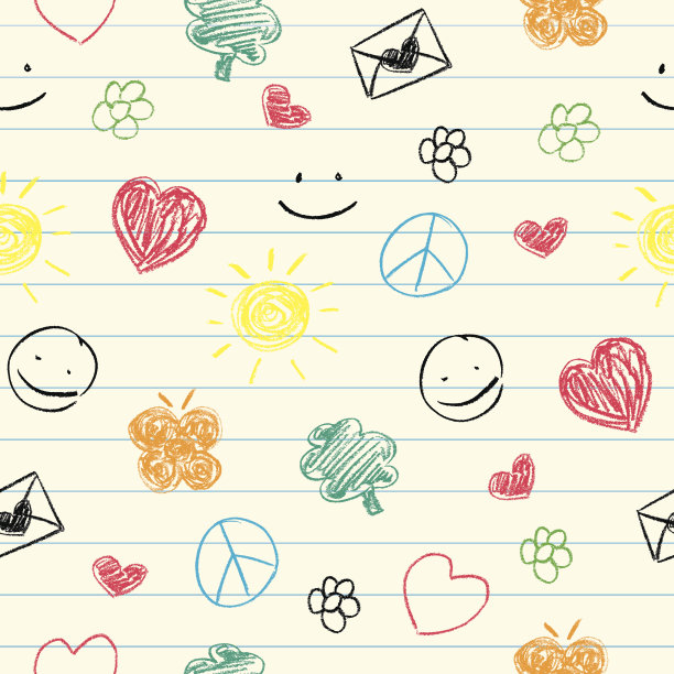 快乐涂鸦无缝图案图片下载