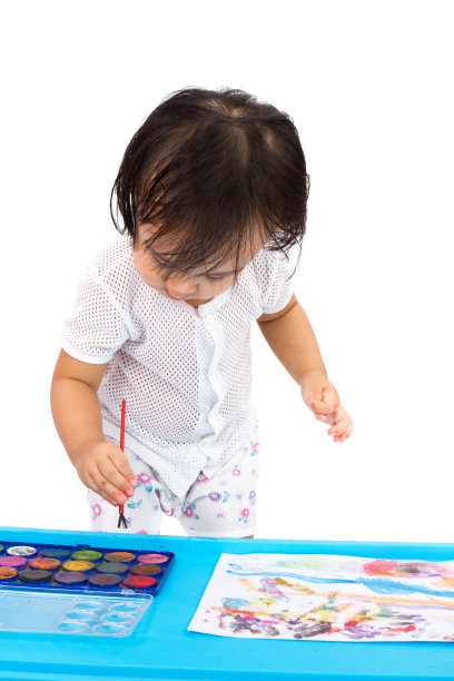 用水彩画的中国女孩图片下载