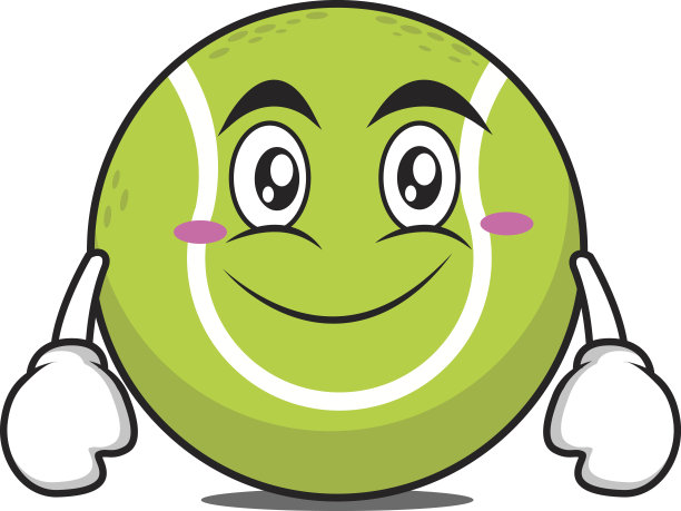 微笑网球卡通人物矢量插图图片下载