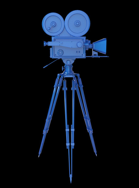 复古复古电影相机三脚架安装隔离在白色的高图片下载