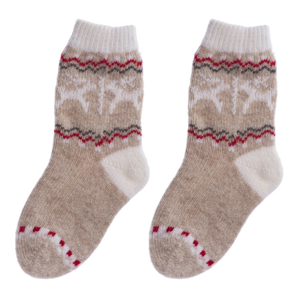 羊毛儿童袜孤立在白色背景图片下载