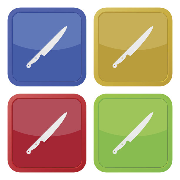 一套四个方形图标与厨房刀图片下载