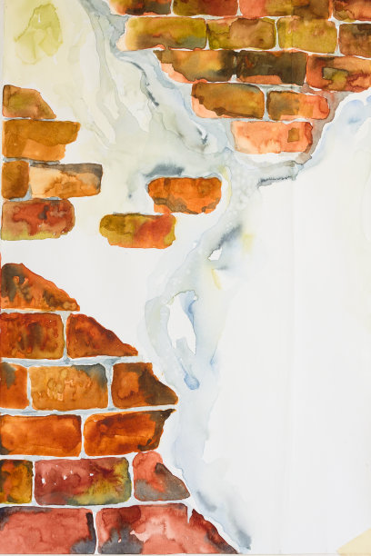 砖的背景‘水彩画图片下载