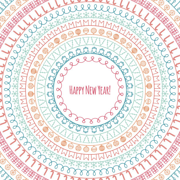 2016年圣诞季手绘矢量线边框和框架。图片下载