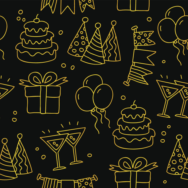 无缝矢量模式的金色庆祝图标图片下载