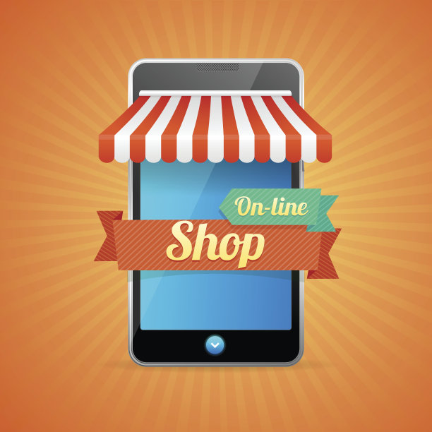 手机在线移动商店。向量图片下载
