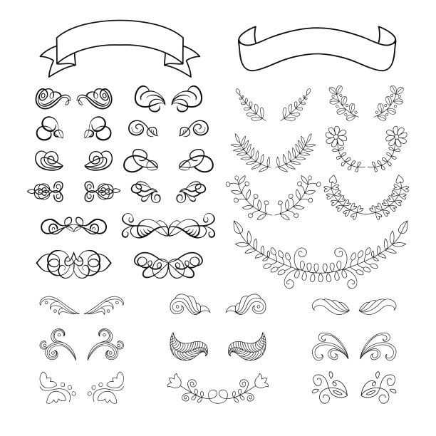 大矢集书法页面装饰元素有彩带、桂冠。素材图片