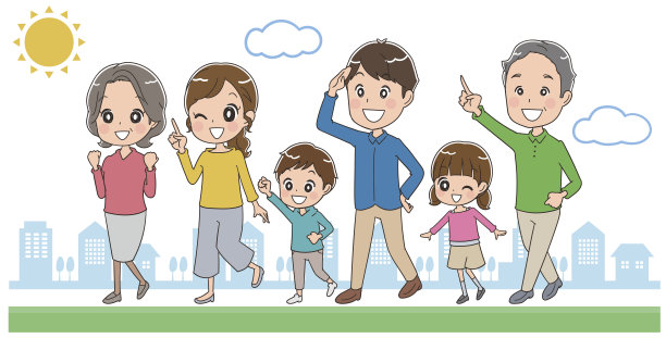 家人走在城市里图片下载