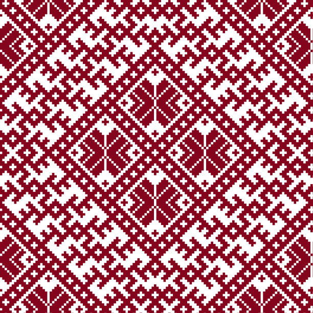 来自Lielvarde Belt的拉脱维亚传统民俗无缝图案图片下载