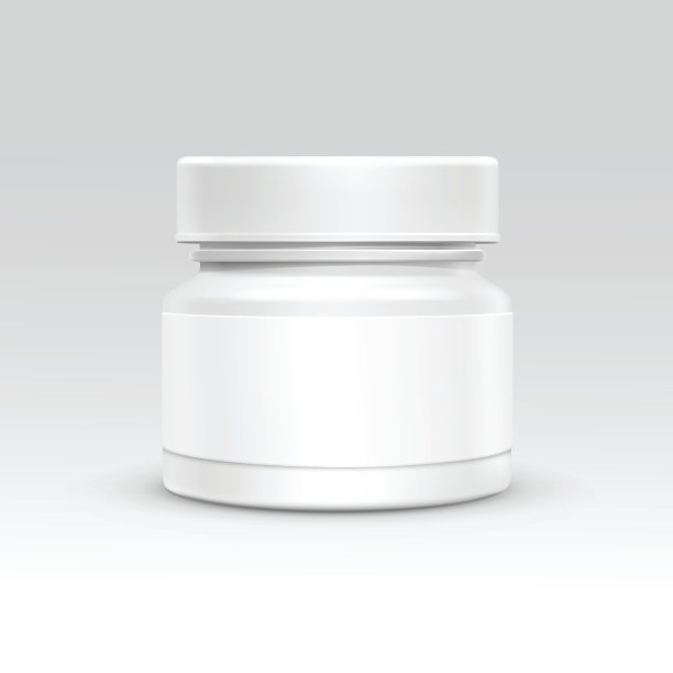 用于药片分离的带盖的矢量空白塑料包装瓶图片下载