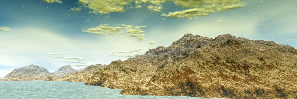 3D渲染幻想外星球。全景图片下载