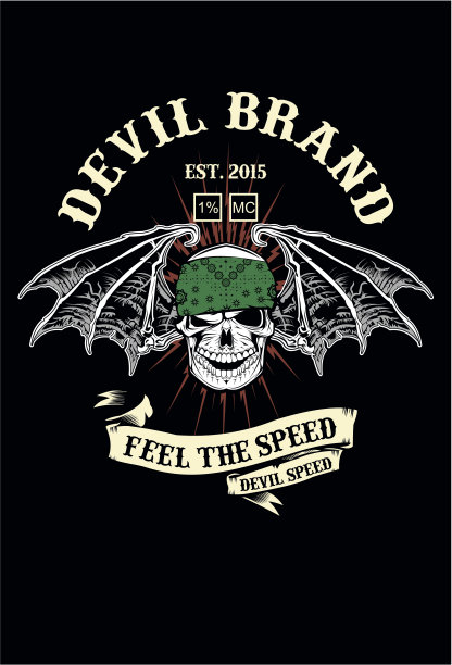 蝙蝠翅膀的摩托车头骨设计图片下载