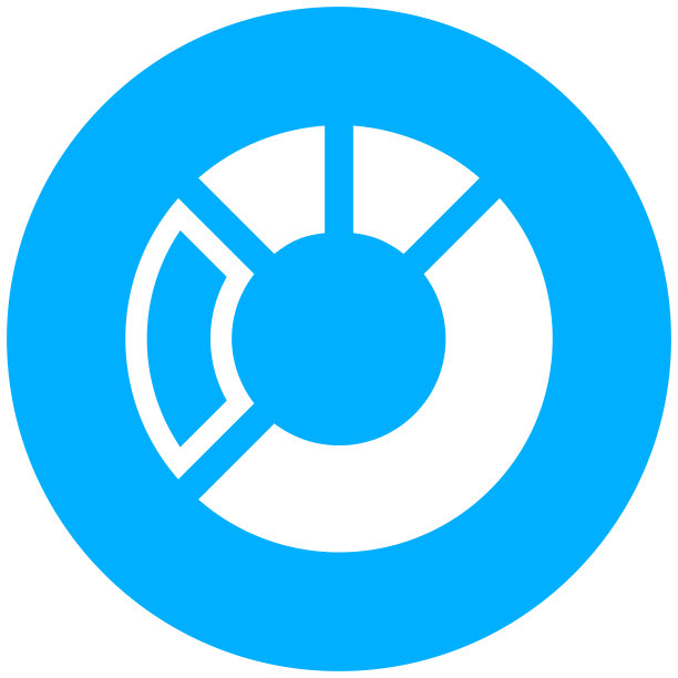 圆形按钮上的甜甜圈图表图标。图片下载