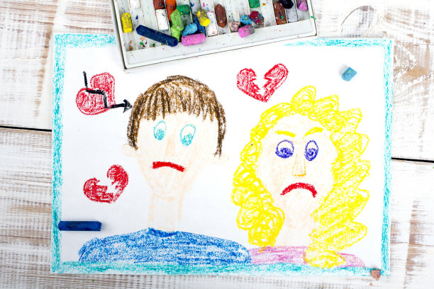 代表婚姻破裂或离婚-彩色图画图片下载