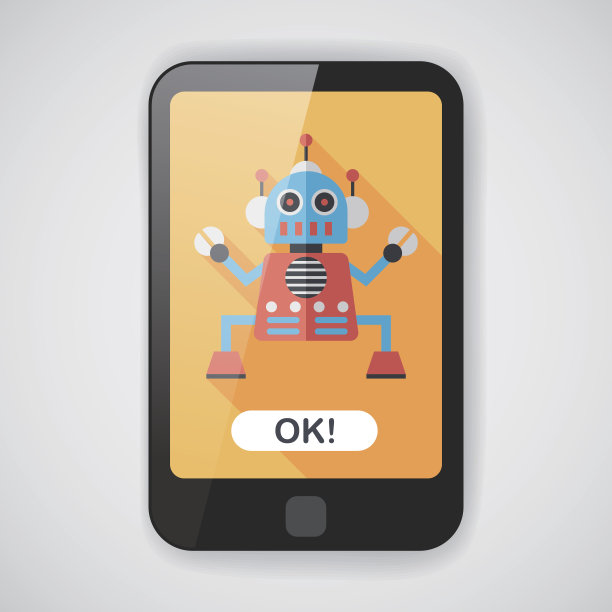 带有长阴影的机器人平面图标，eps10图片下载