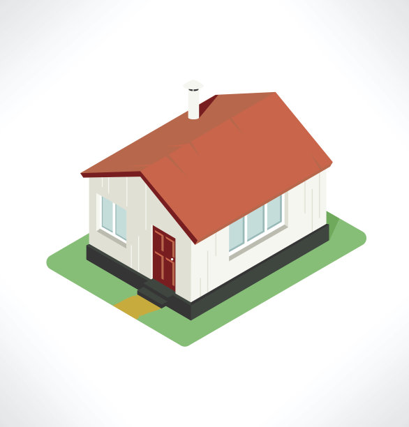 孤立等距小房子，矢量插图图片下载