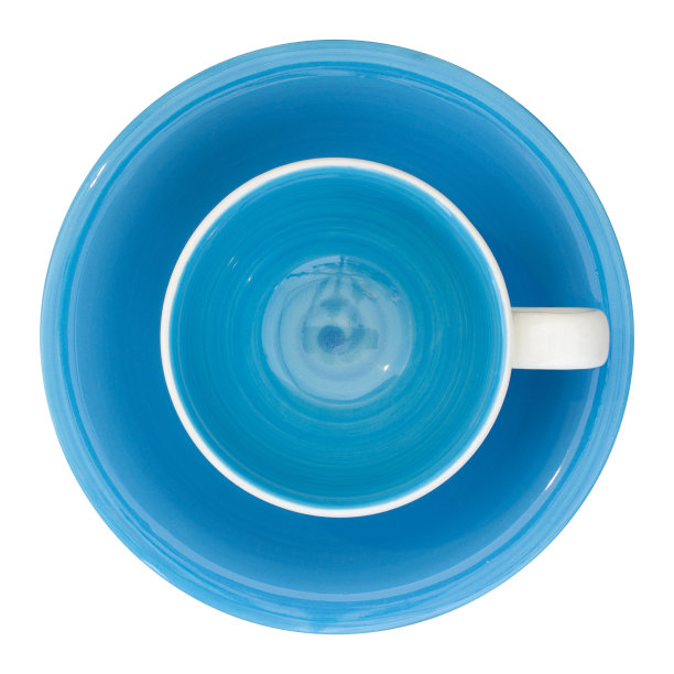 空杯子和碟顶视图孤立在白色图片下载