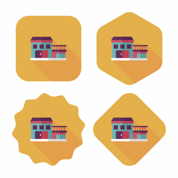 建筑平面图标与长阴影，eps10图片下载