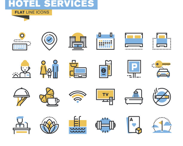酒店服务的平面图标图片下载
