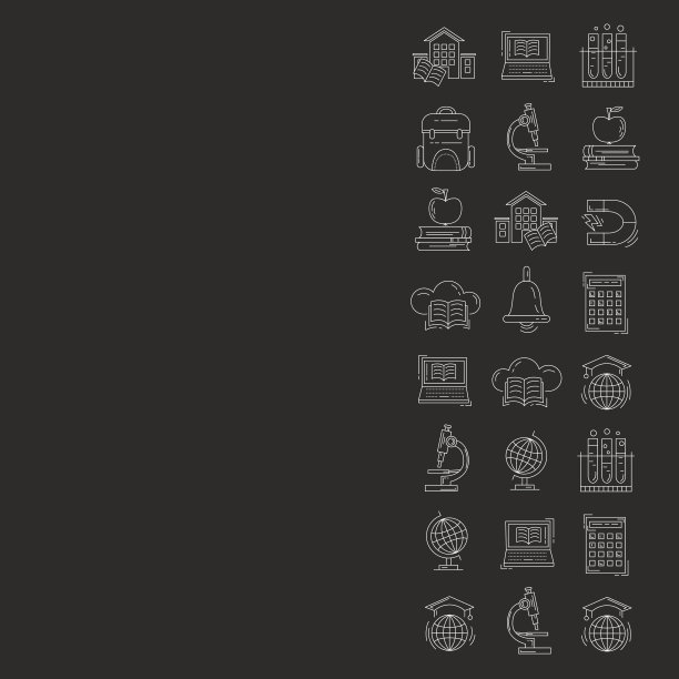 学校和教育矢量图标在黑板上图片下载