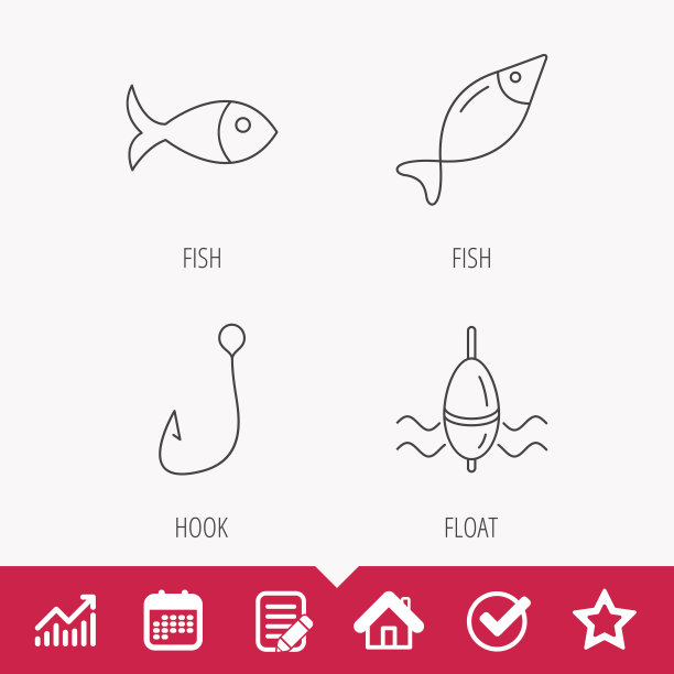 鱼钩和浮动图标。图片下载