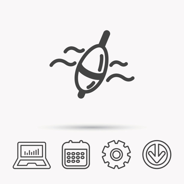 鱼漂图标，波浪中的浮标标志图片下载