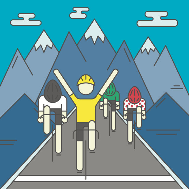 自行车在终点线的现代插图图片下载