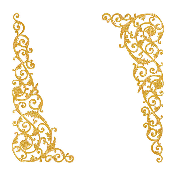 古色古香的黄金框架灰泥墙，希腊文化，罗马复古风格的图案线设计的边界孤立在白色的背景图片下载