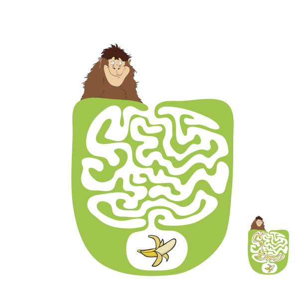 向量迷宫，猴子和香蕉迷宫图片下载