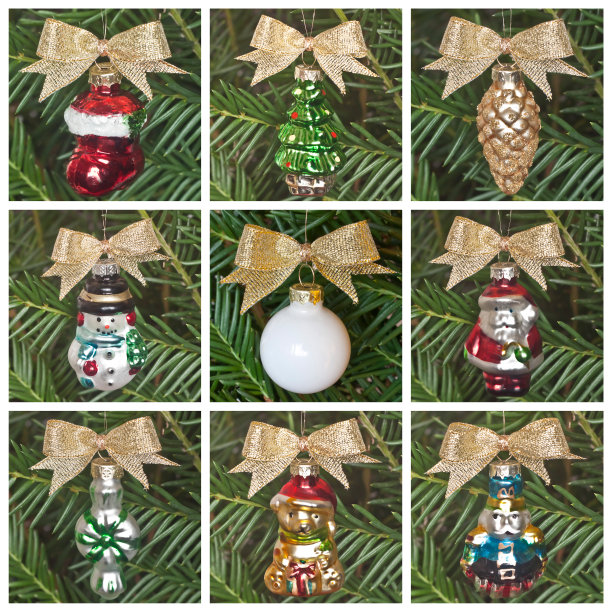 复古圣诞树装饰品图片下载