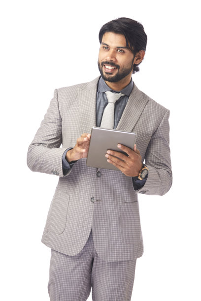 拥有平板电脑的年轻商人图片下载