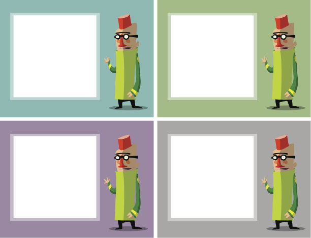 滑稽的卡通人物，戴着眼镜和毡帽图片下载