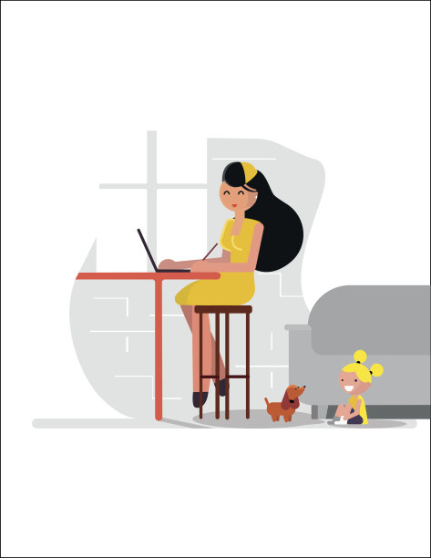 职场女性、母亲插画图片下载